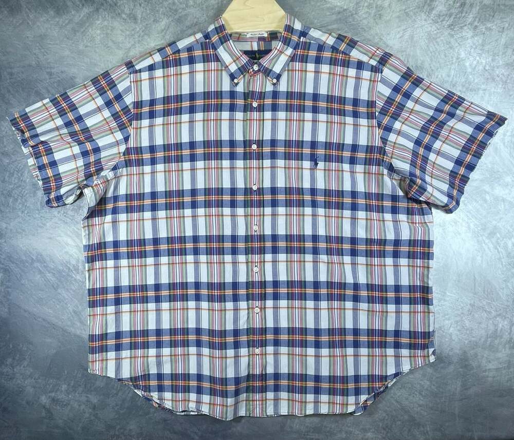 Ralph Lauren Bleeding Madras Plaid Shirt Size 3XB Short Sleeve